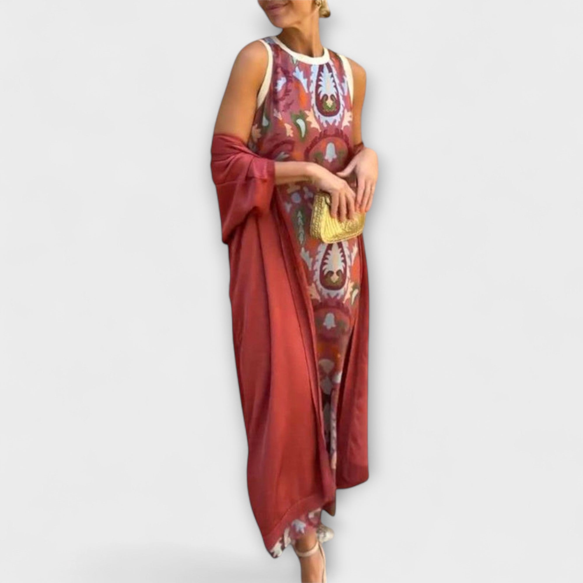 Selviane - Robe Maxi avec Cardigan Assorti