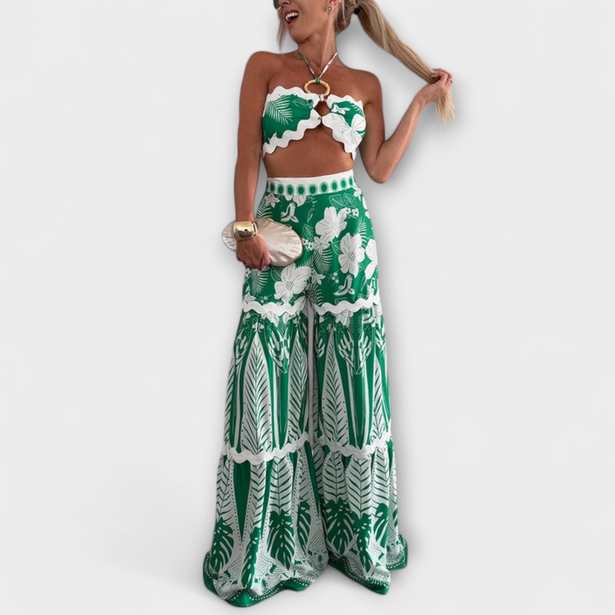 Zella - Conjunto de anillos halter Cassie con ribete Ric Rac