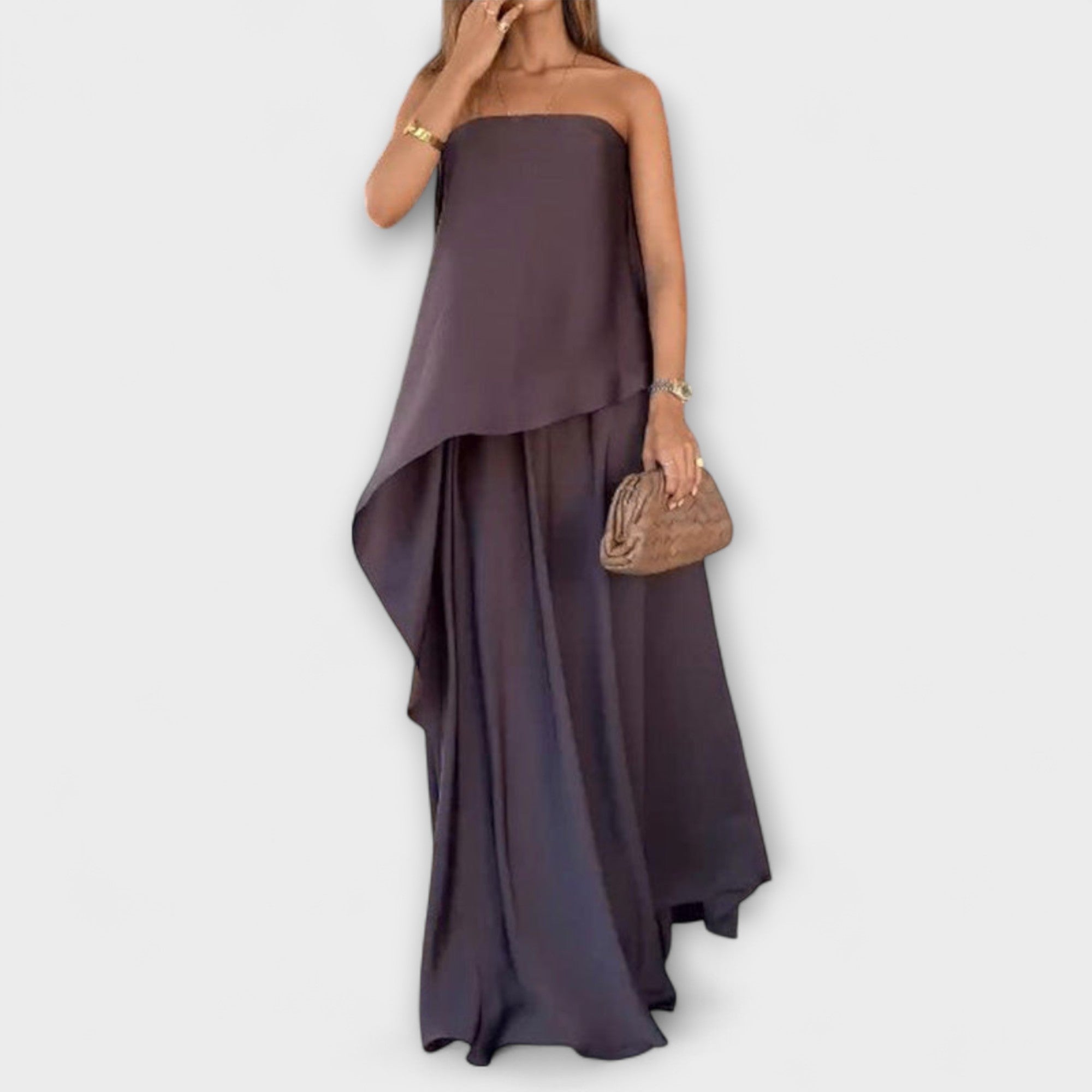 Ruby - Chic ermeløs bandeau-topp og skjørt