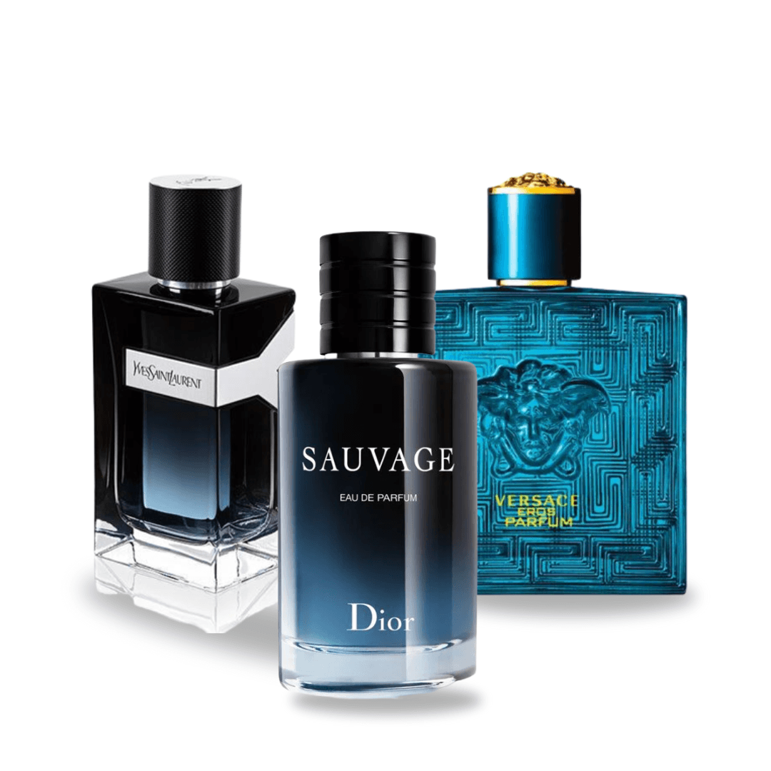 Kombinationspaket med 3 dofter – Y av Yves Saint Laurent, Sauvage av Dior och Versace Eros av Versace
