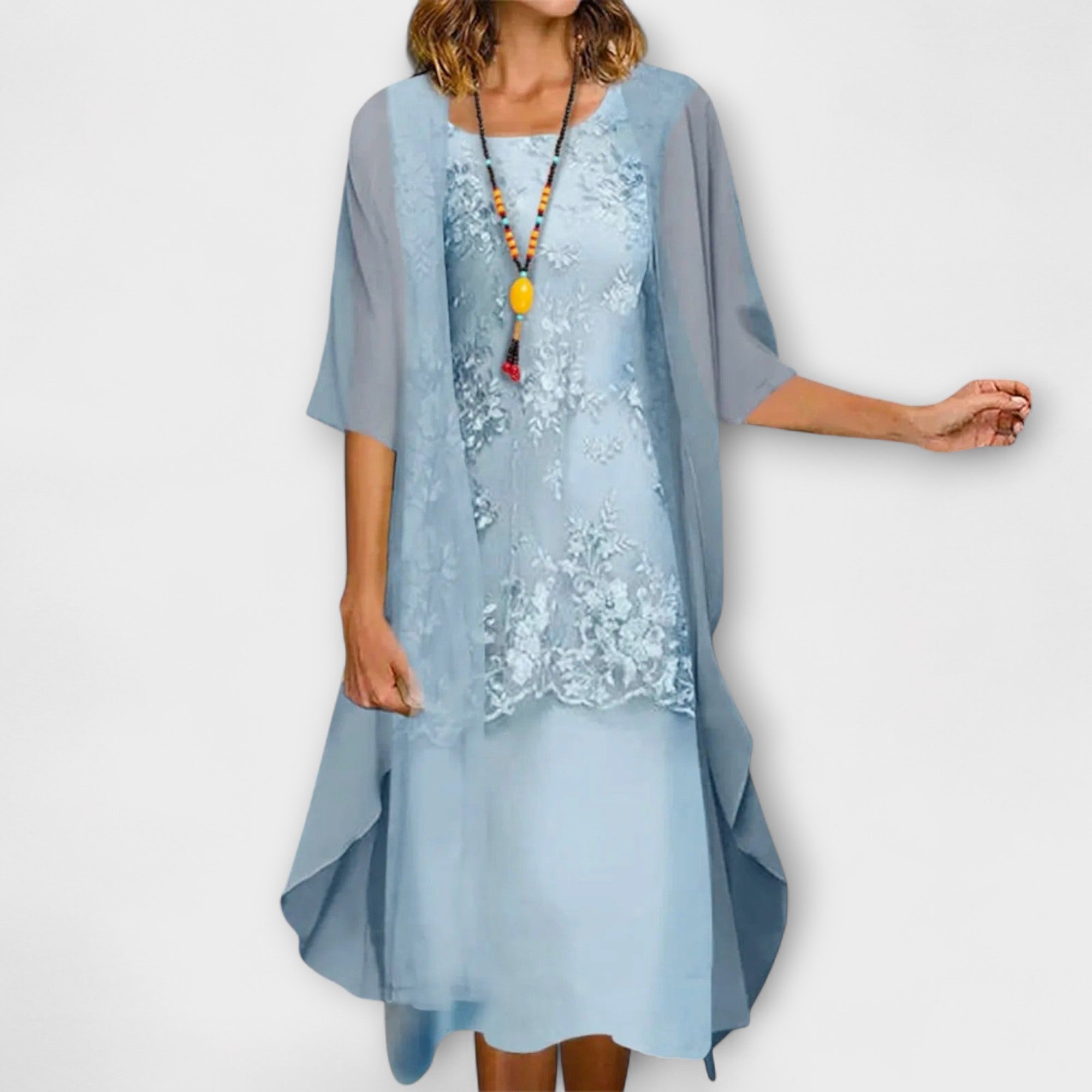 Danielle - Elegante tweedelige chiffonjurk