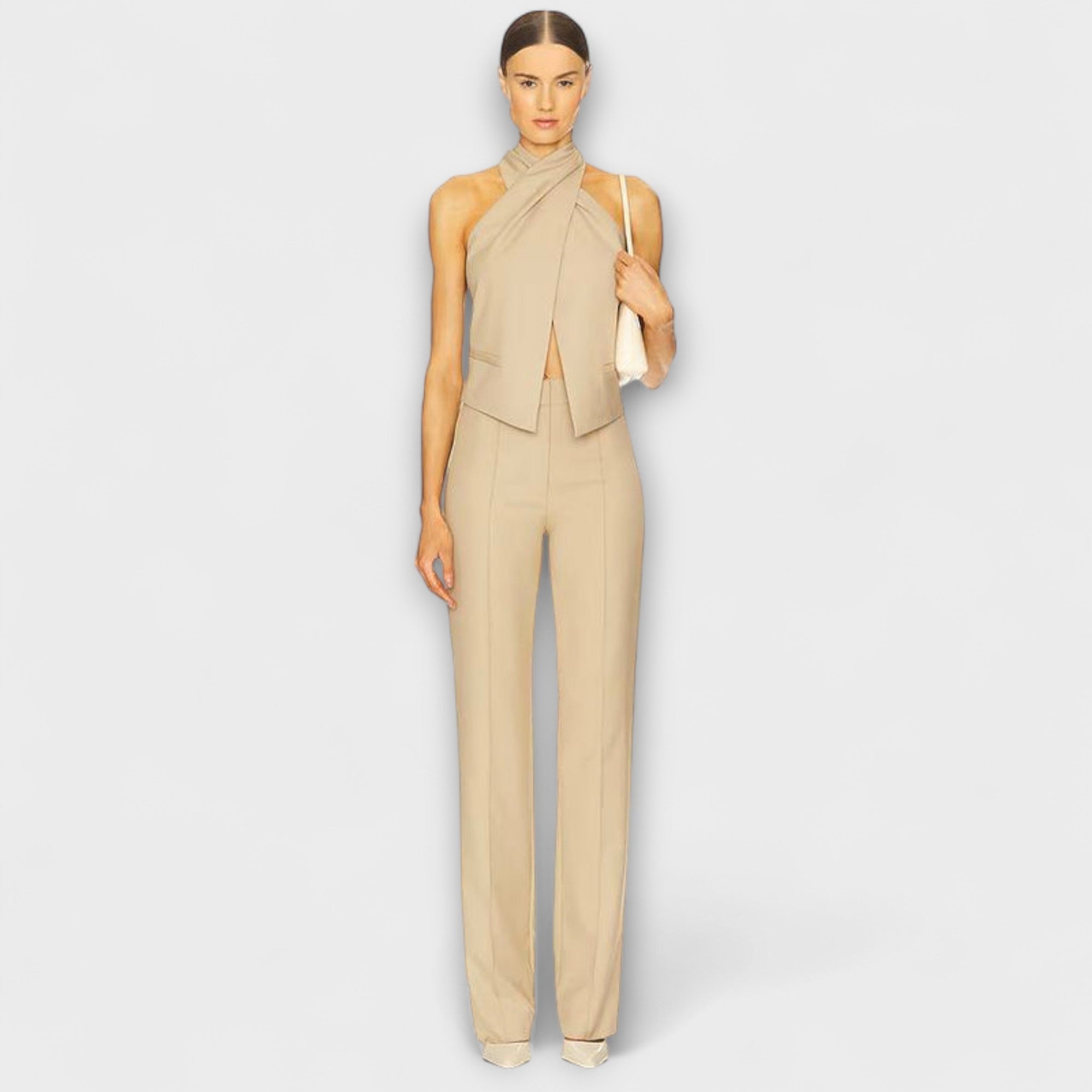 June - Krzyżowany top na szyję typu halter