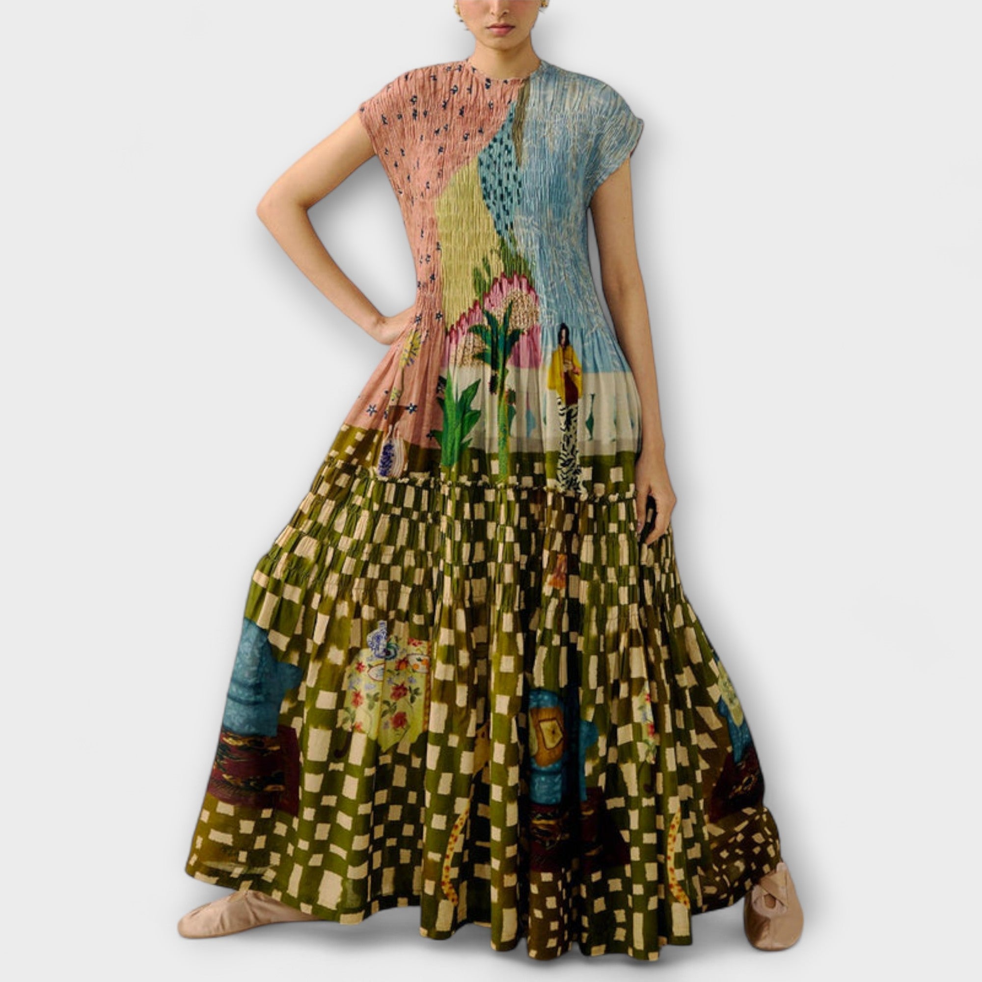 Amara - Sukienka plisowana z nadrukiem zwierzęcym