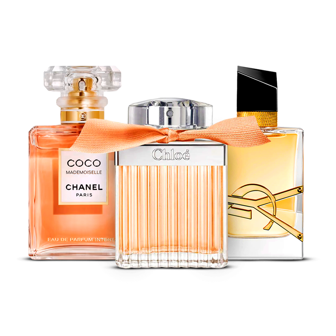 Combinatie van 3 damesparfums – Valentino Uomo Yellow Dream, YSL Libre Intense en Scandal Le Parfum [100 ml elk]