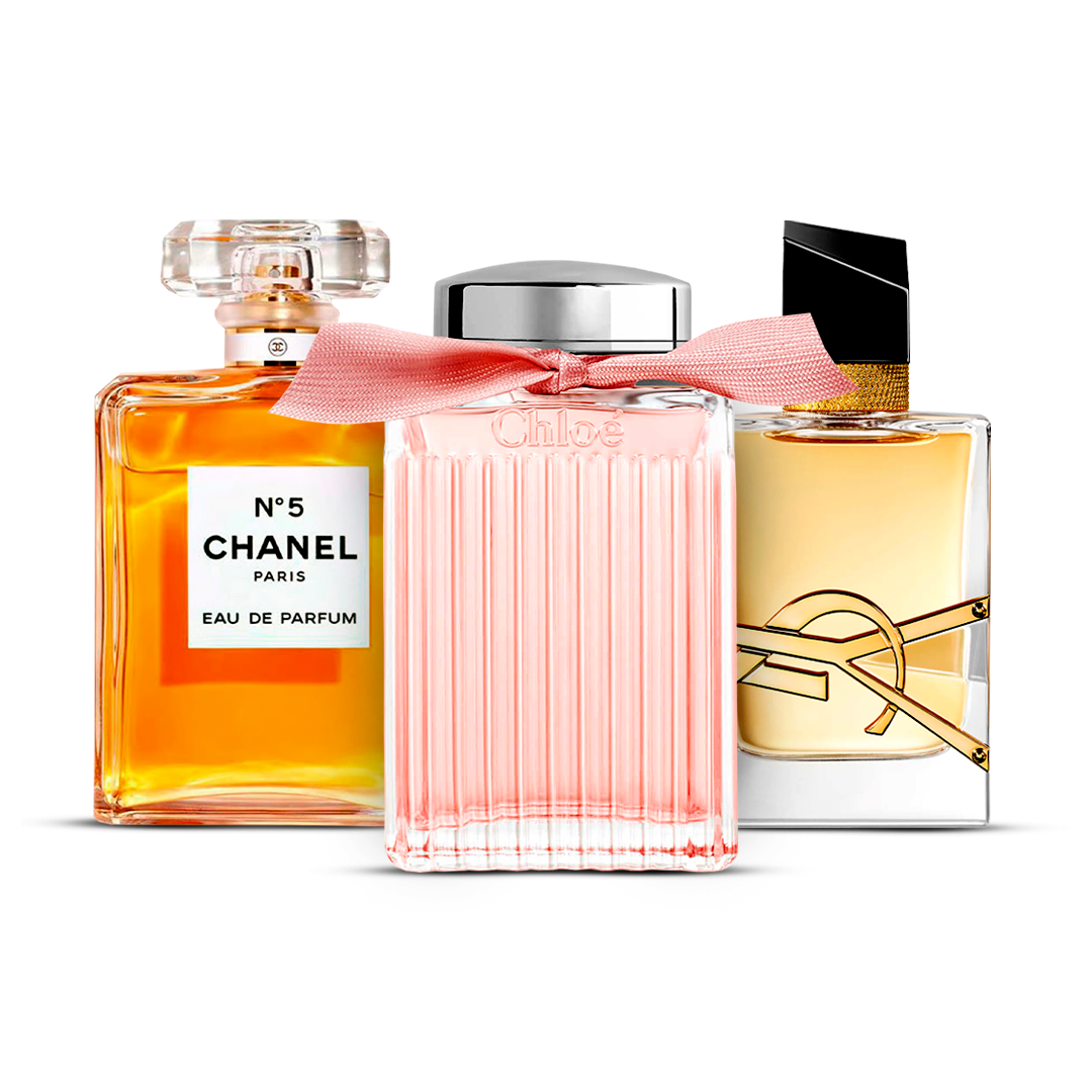 Combinatie van 3 damesparfums – Chanel Nº5, Chloé en Yves Saint Laurent Libre [100 ml elk]