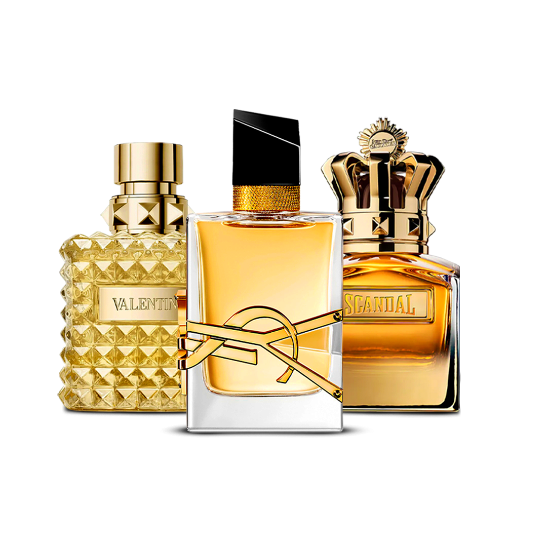 Combinatie van 3 damesparfums – Valentino Uomo Yellow Dream, YSL Libre Intense en Scandal Le Parfum [100 ml elk]