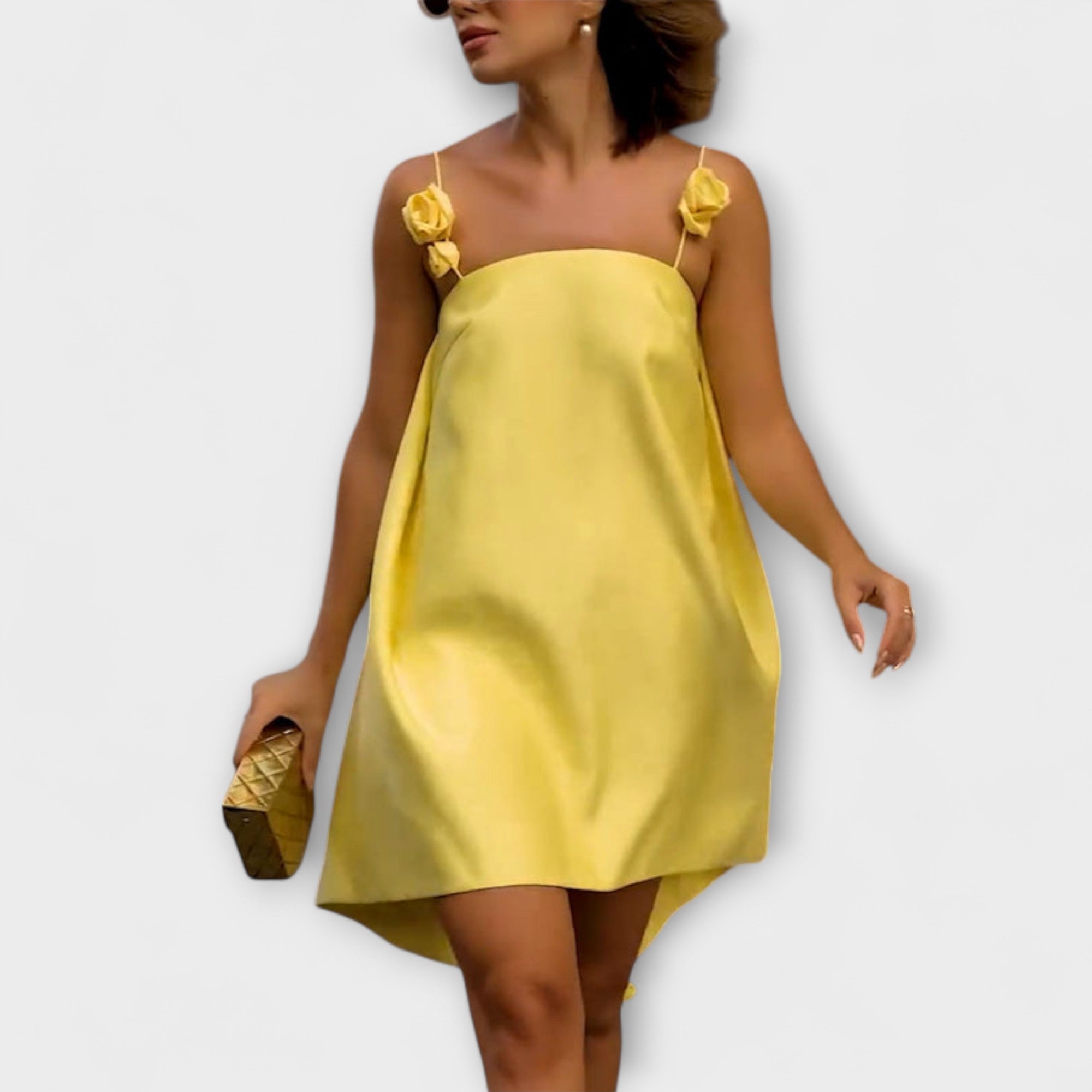 Jordan - Vestido Mini Suelto con Estampado Floral Estilizado y Tirantes