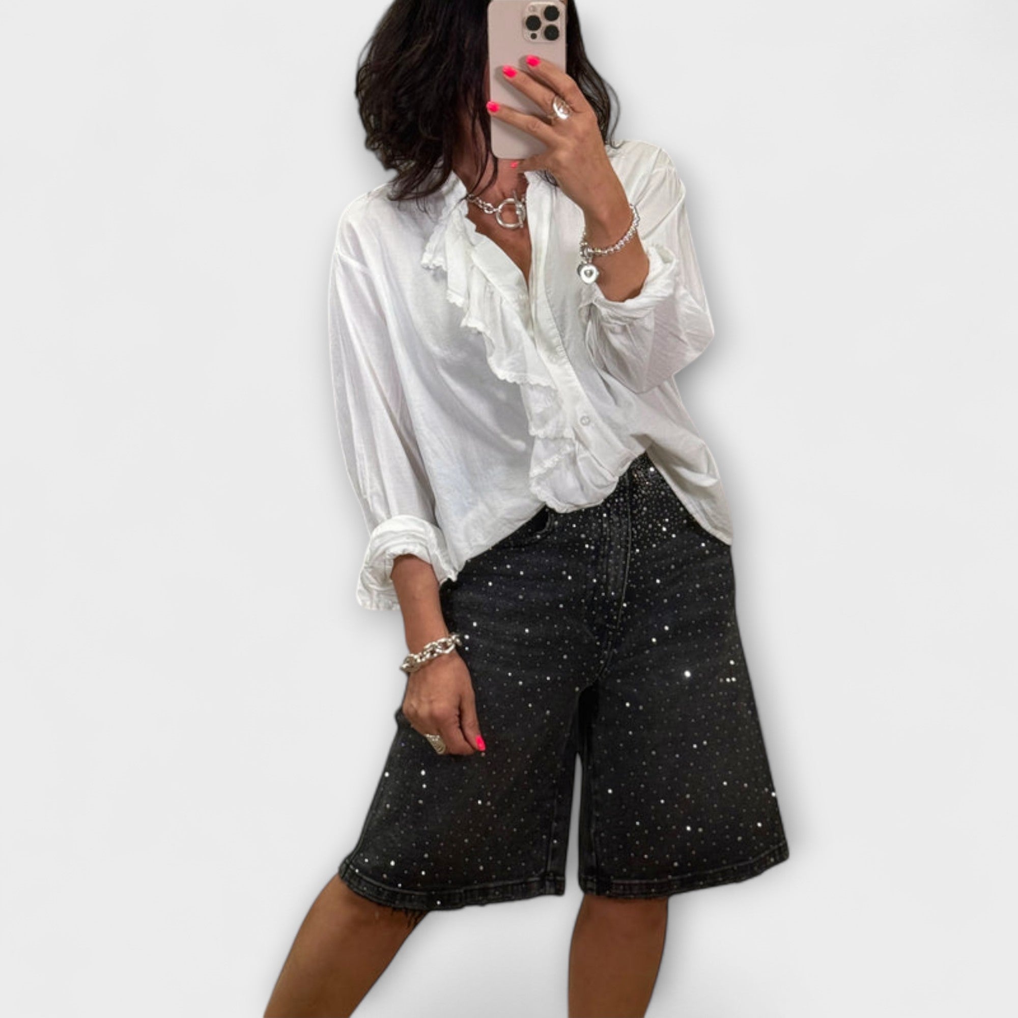 Amaris - bermudy z kryształowymi zdobieniami