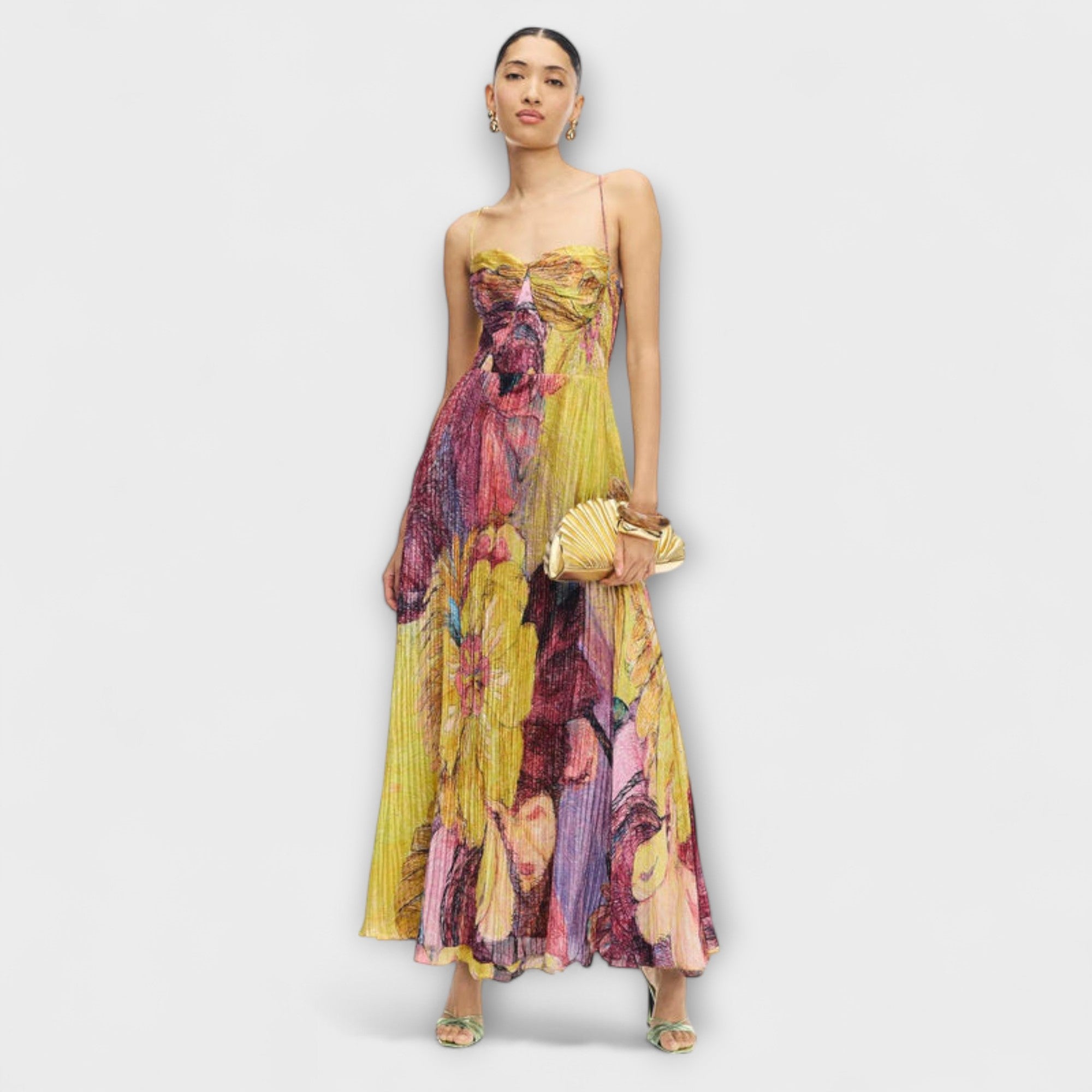 Kiara - Vestido Maxi com Estampa Ikat Vibrante