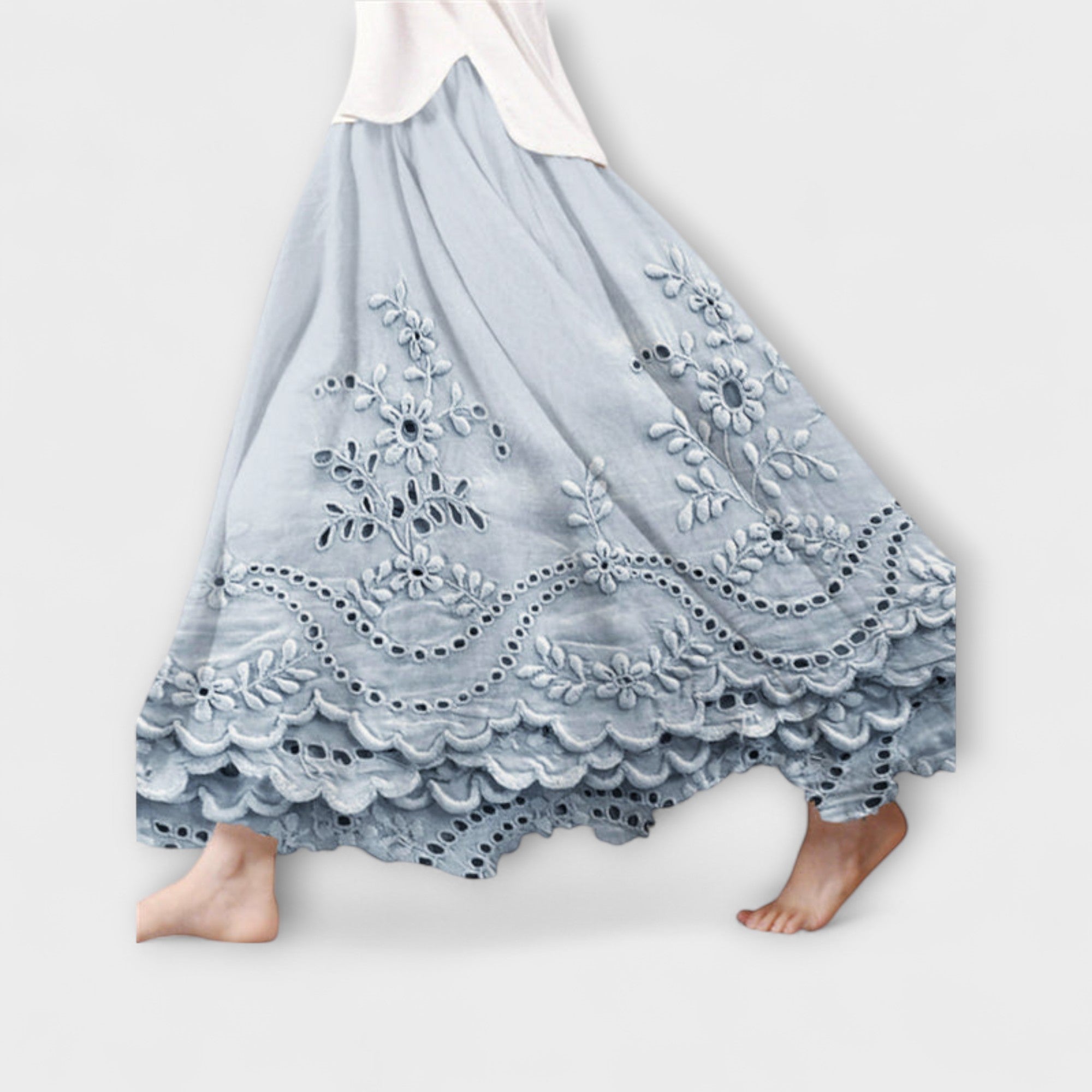 Luna – Boho maksiskjørt med broderi