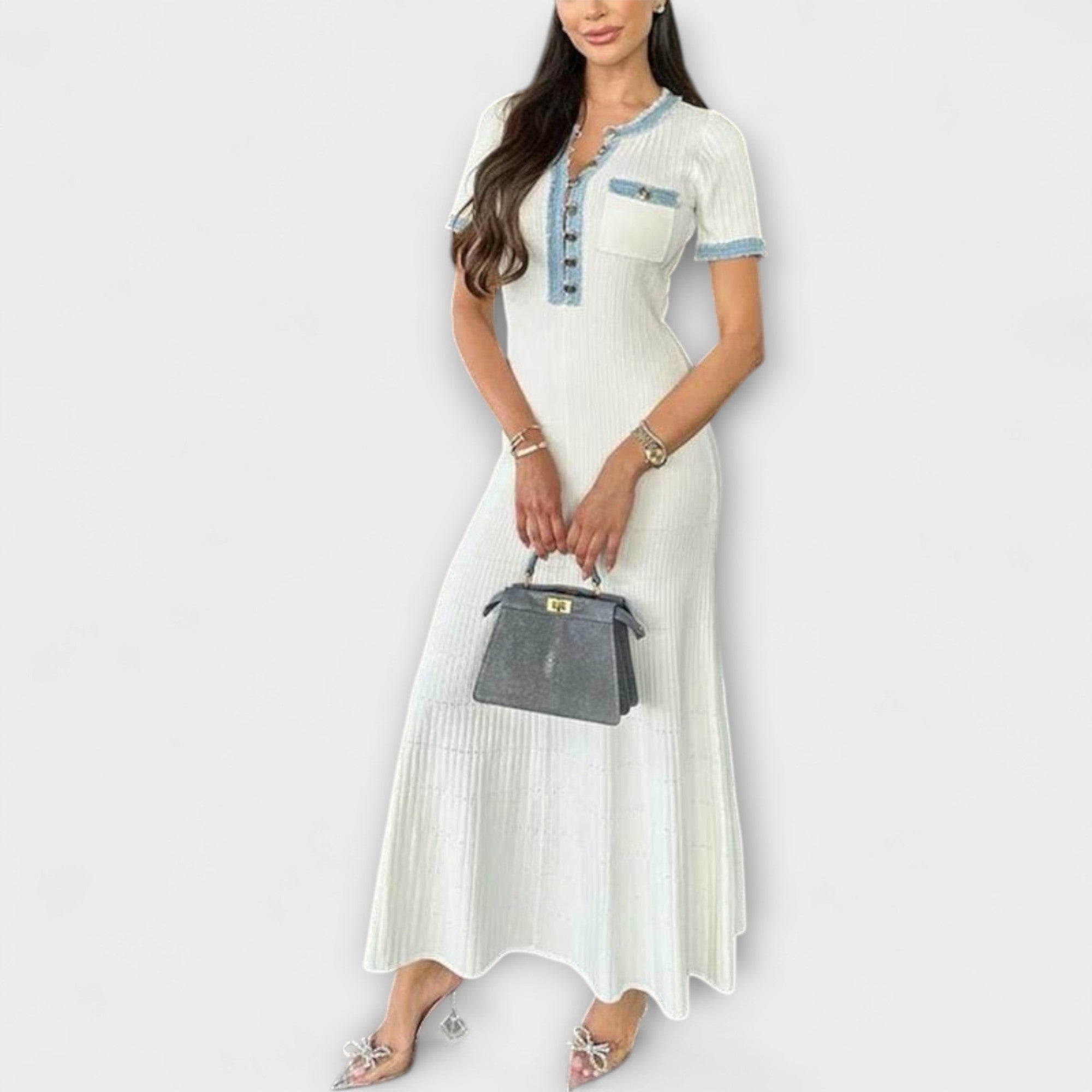 Alecia - Sukienka Maxi o Strukturze