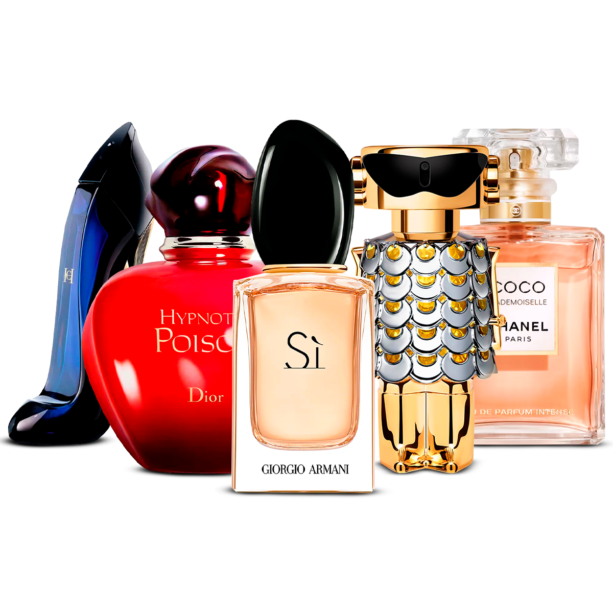 Zestaw 5 perfum damskich – Good Girl, Hypnotic Poison, Sì, Fame i Coco Mademoiselle [100 ml każdy]