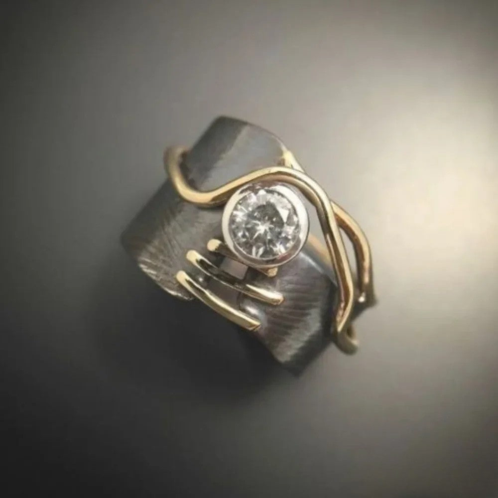 Retro mørk sølv zirkonia ring