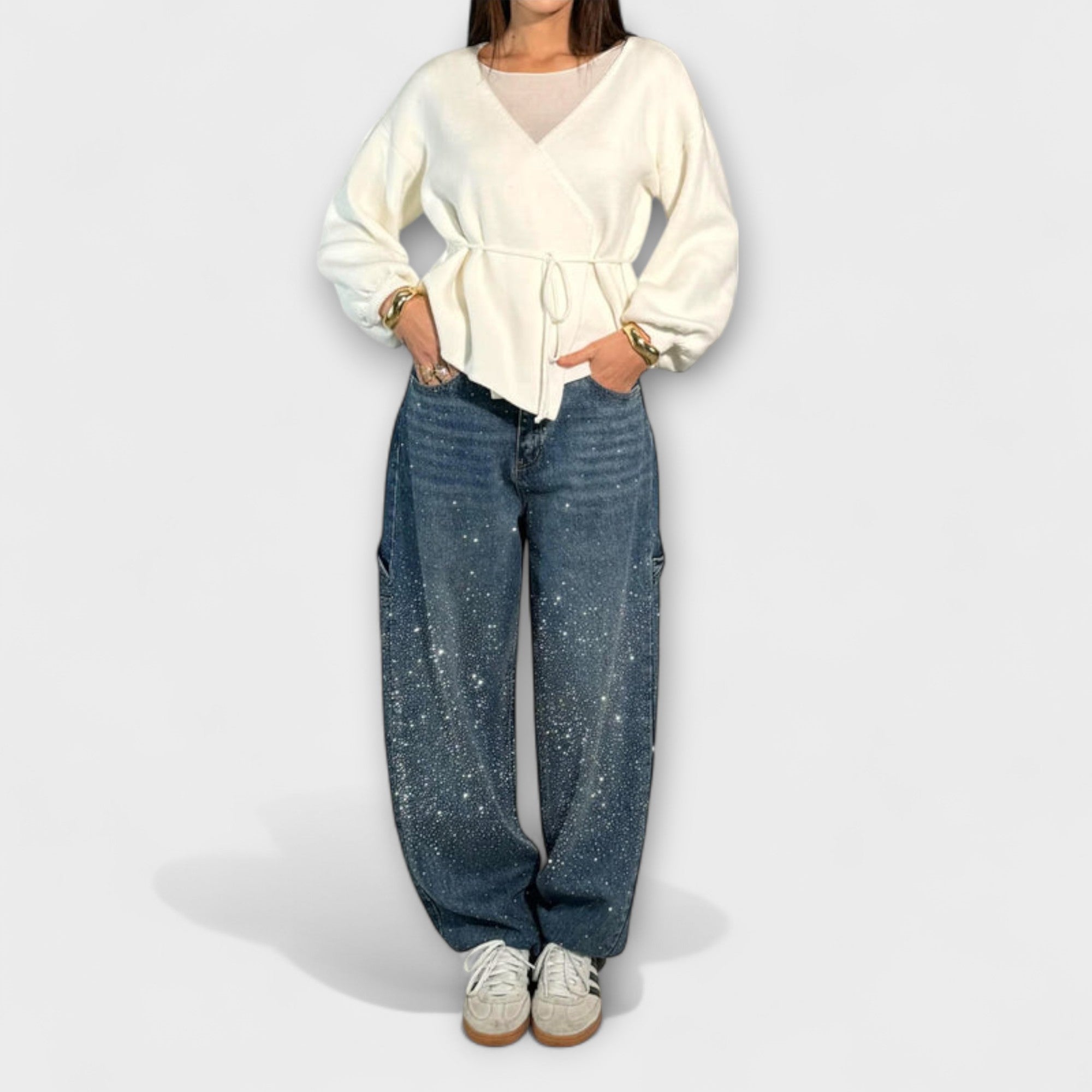 Fable - Jeans in denim lucido stile Carpenter a palloncino