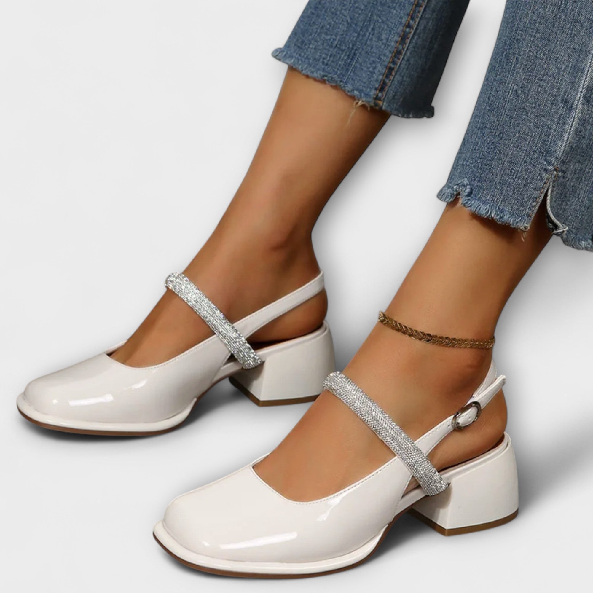 Celandra - Mary Janes con cinturino glitterato e tacco a blocco