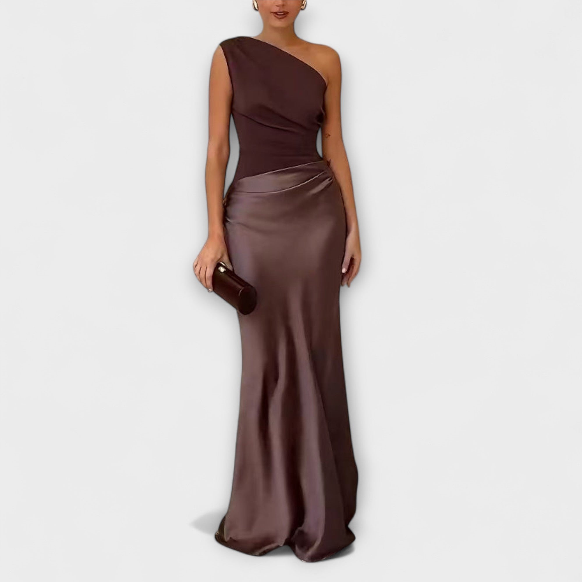 Elegantes einseitig gerafftes Maxikleid