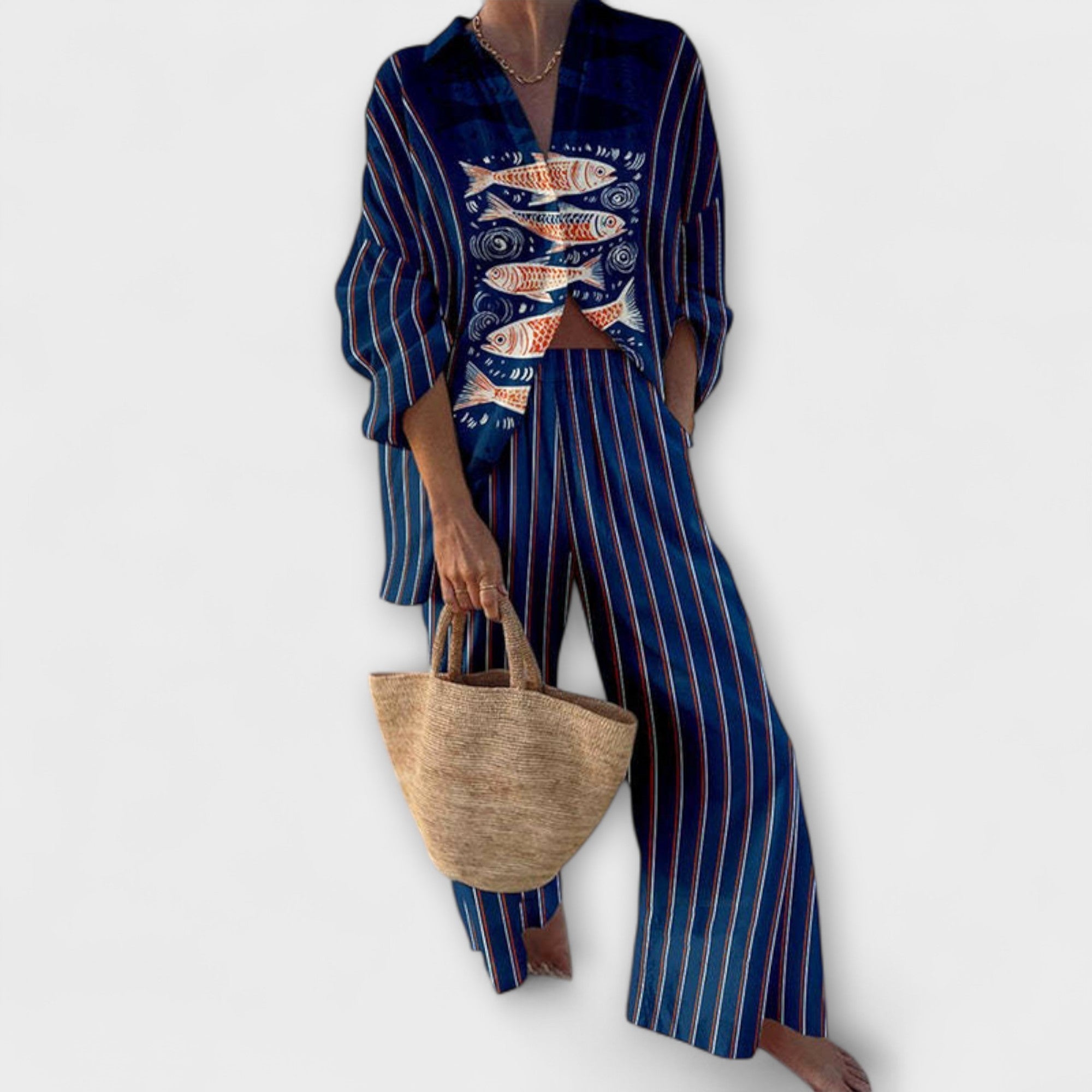 Zairine - Sett med Koi-mønster i blått