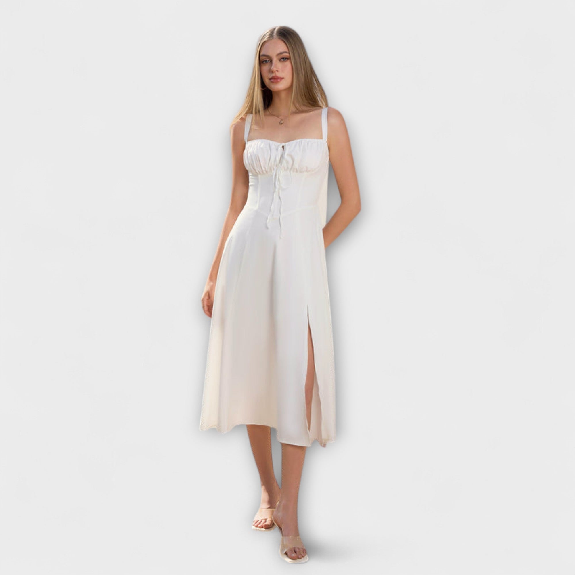 Hope - Kleid mit gerafftem Oberteil und Schlitzdetail