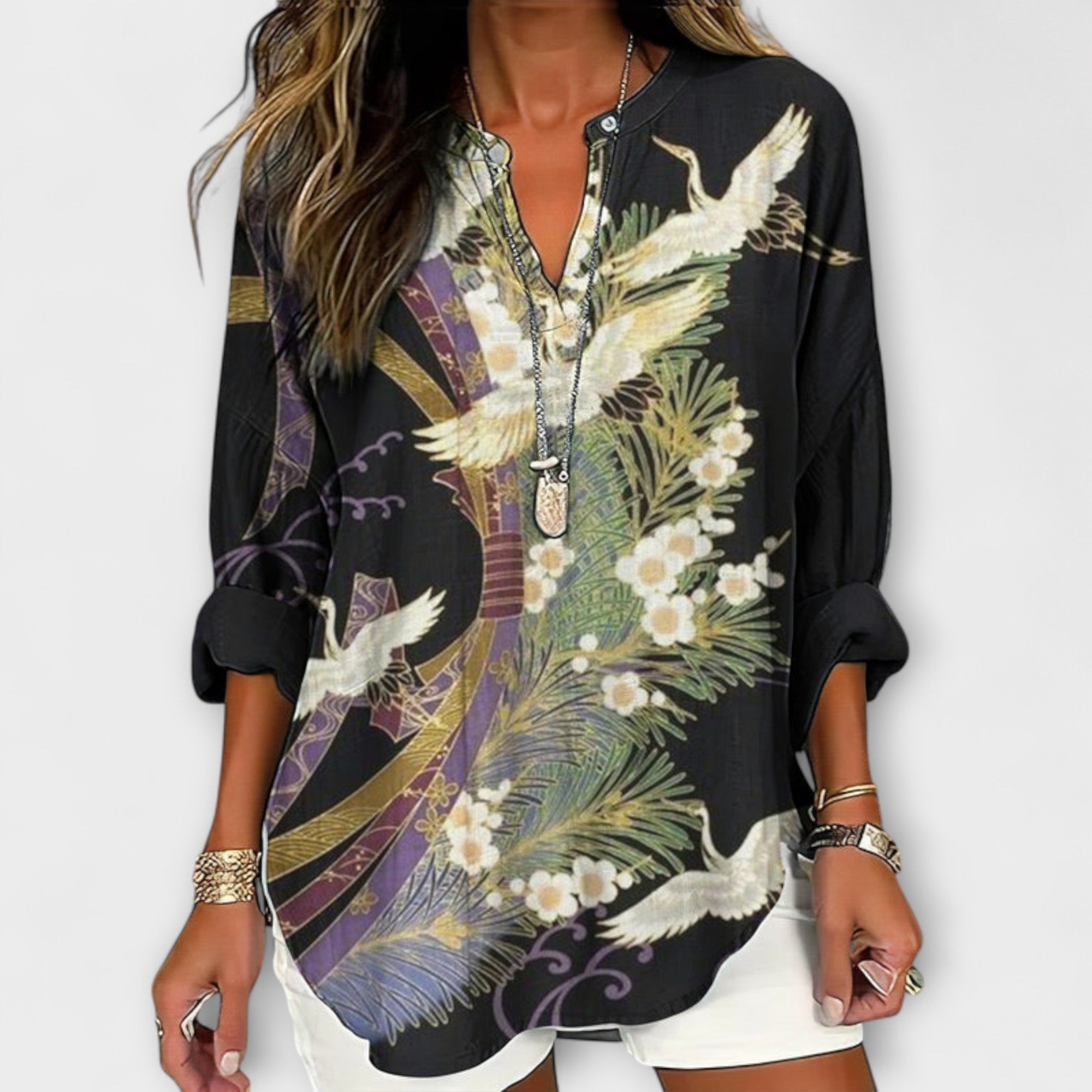 Ellie - Botanisk Eleganse Bluse