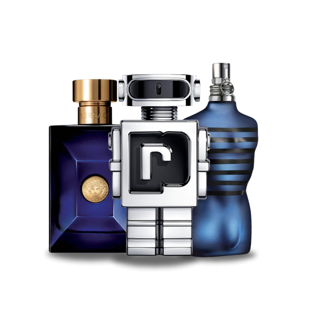 3 Geurcombinaties – Dylan Blue van Versace, Phantom van Paco Rabanne en Ultra Male van Jean Paul Gaultier